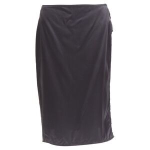 Lanvin silk raw edge fabric button low waist midi skirt
